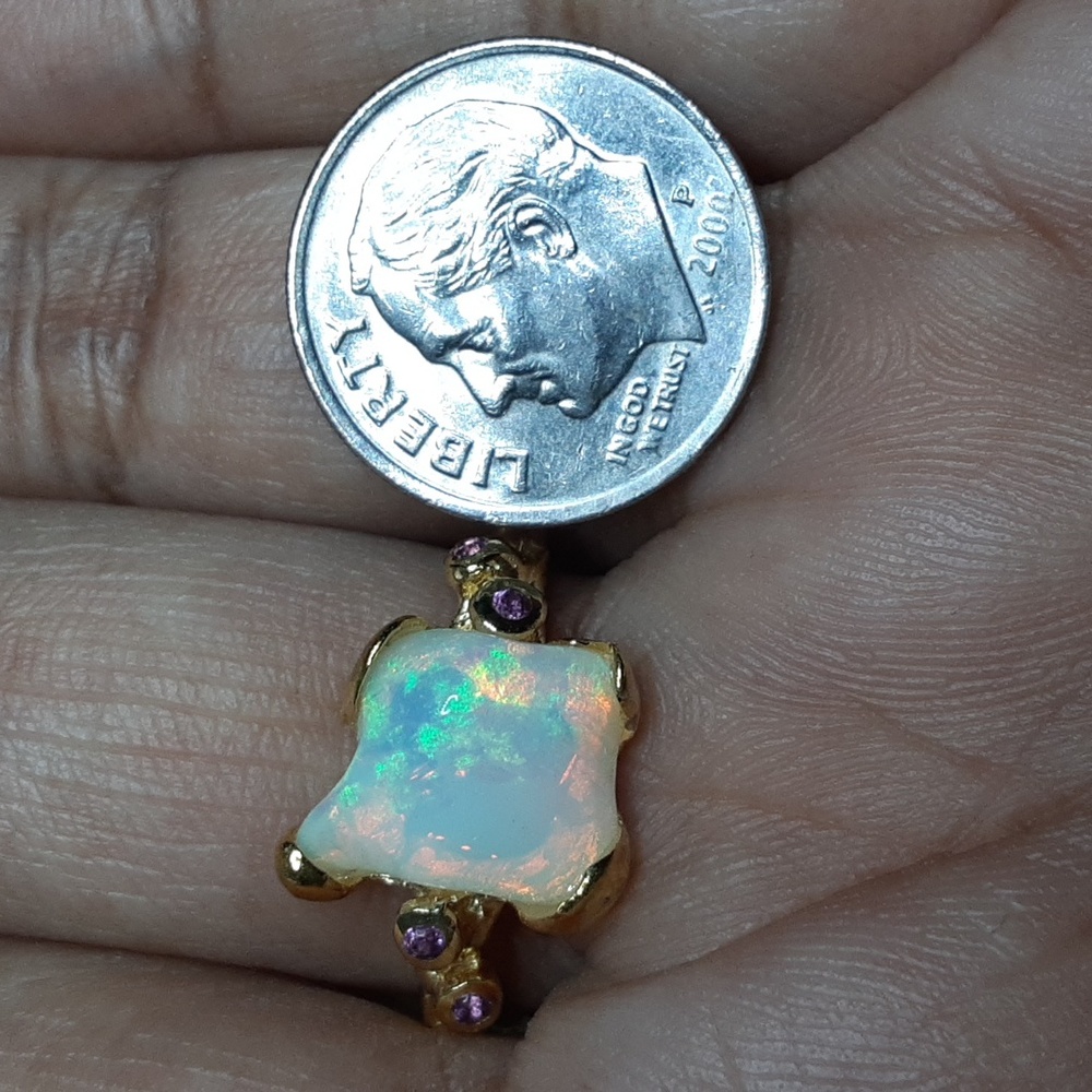 ๐925 Ethiopian Opal, Amethyst, Gold Over Sterling. Price Is Firm. - Picture 8 of 14